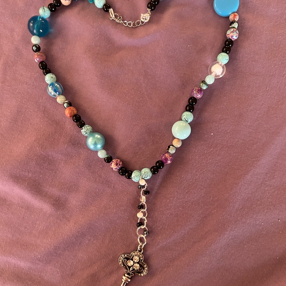 Multicolor Beaded Necklace with Silver Accents